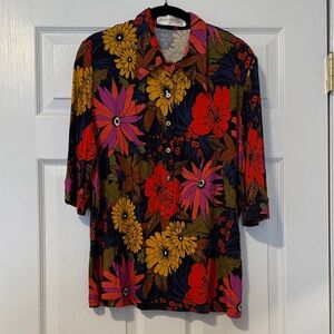 La Prestic Ouiston Floral Multicolor Blouse Women Size 4 (equivalent to an XL)